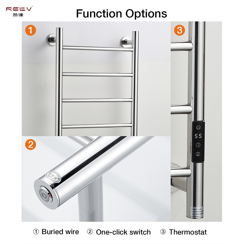 Modern Minimalist Stainless Steel Electric Heated Towel Rack Ladder Style Bathroom Dryer Warmer