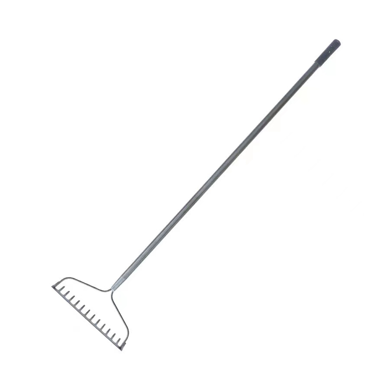 Heavy-Duty Metal Leaf Rake with Long Handle for Gardens Leaf Cleanup