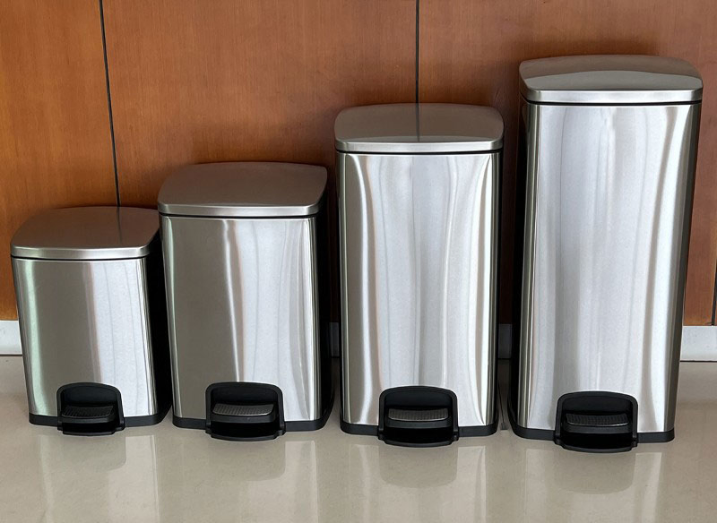 Мусорное ведро с педалью 12л, нержавеющая сталь