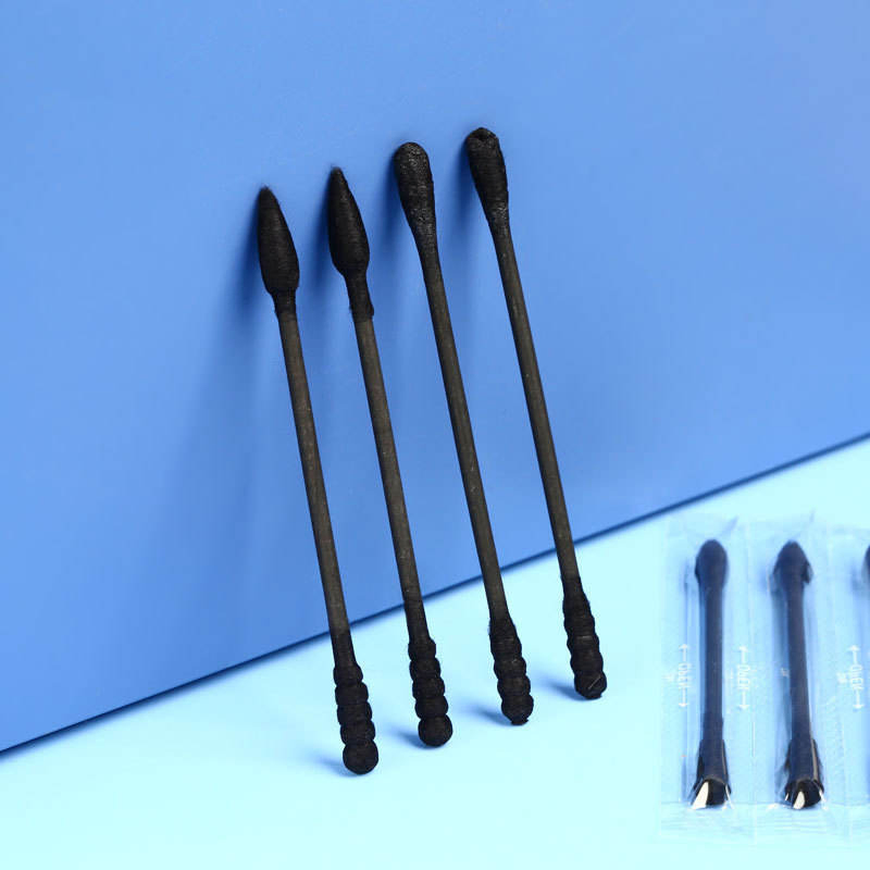 Individually Wrapped Cotton Swabs with Black Paper Sticks.