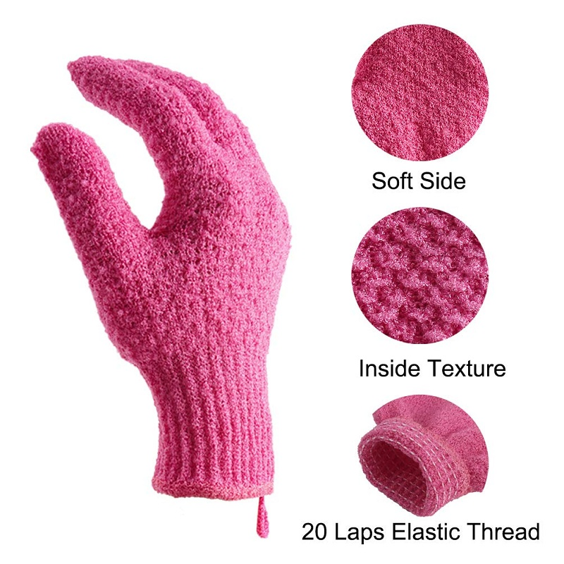 Gants Exfoliant Soie Five-Finger Bathing Gloves White Natural Fiber Shower Exfoliating Bath Glove Scrubber