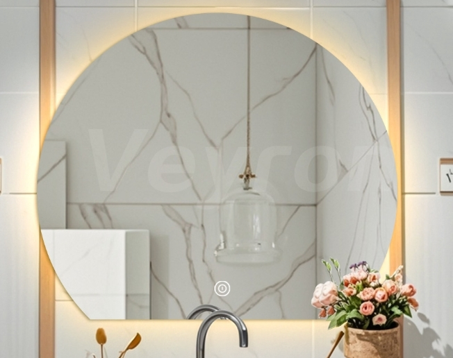 New Designed Wholesale Home Decor Half Moon Decorative Glass Wall Frameless Lighted Touch Sensor Switch Make-up Shop Bathroom Mirror