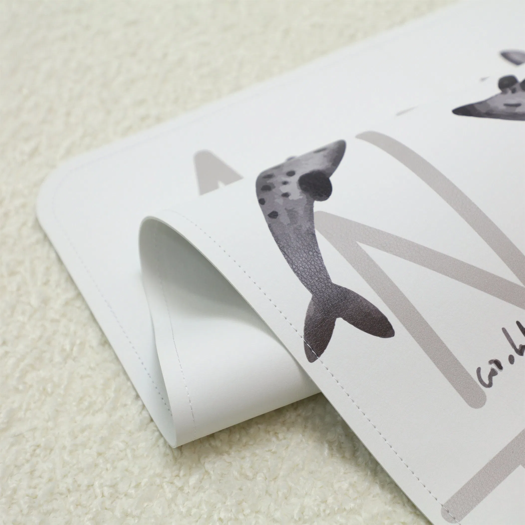 Double Sided Vegan Linen Play Mats Folding Foam Floor Carpet Baby Crawling Play Mat for Child