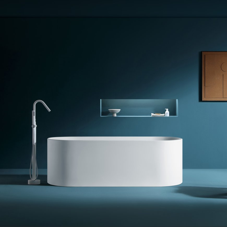 Акриловая отдельностоящая ванна с краном