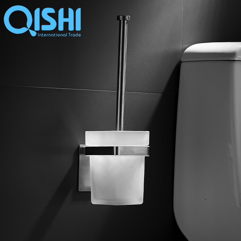 International Standard Ss 304 and Frosted Glass Chrome Bathroom Toilet Brush Holder