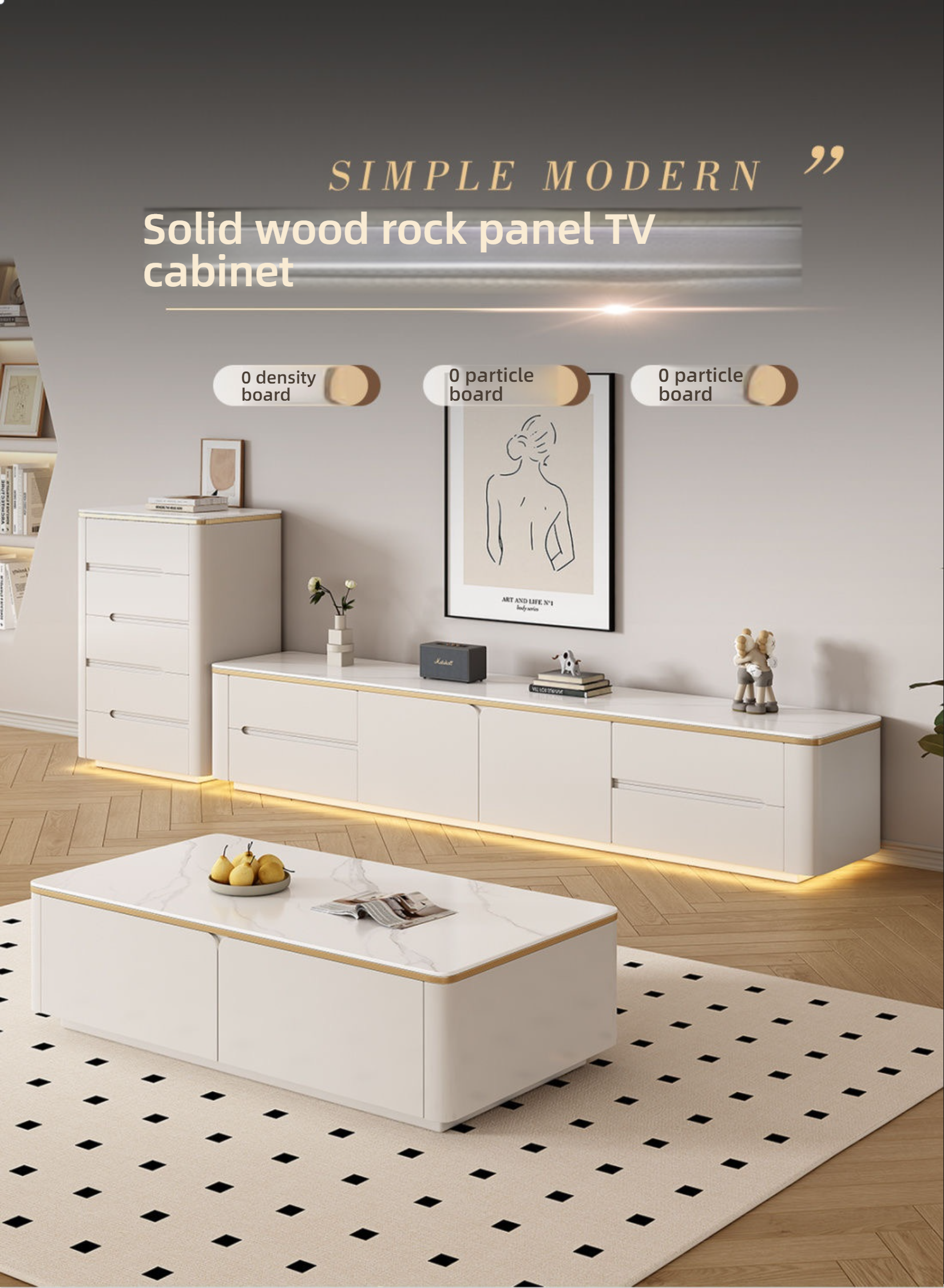 Комплект мебели массив тика тумба под ТВ откидная столик