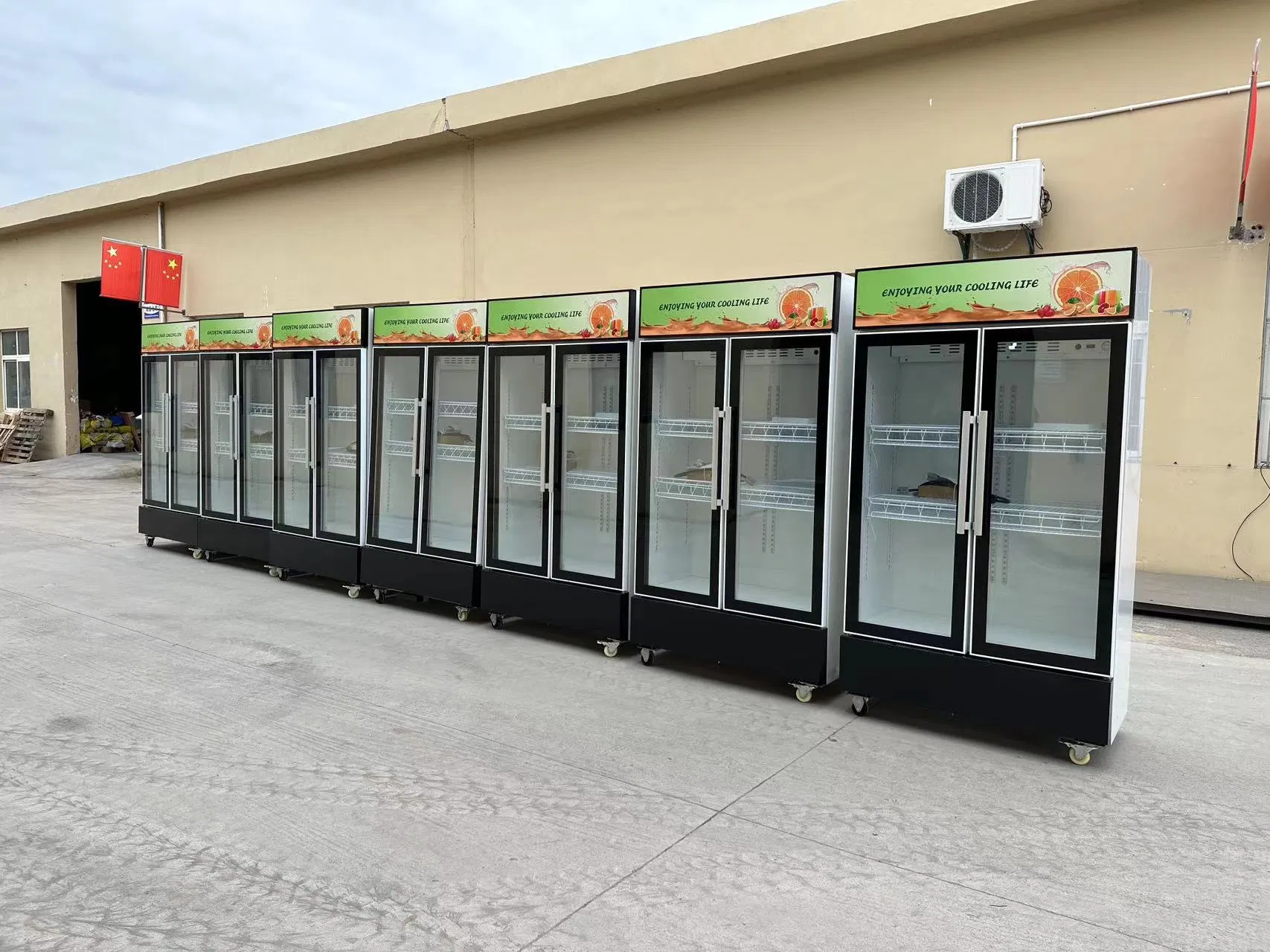 Super Market Double Glass Door up Right Show Case Display Cooler