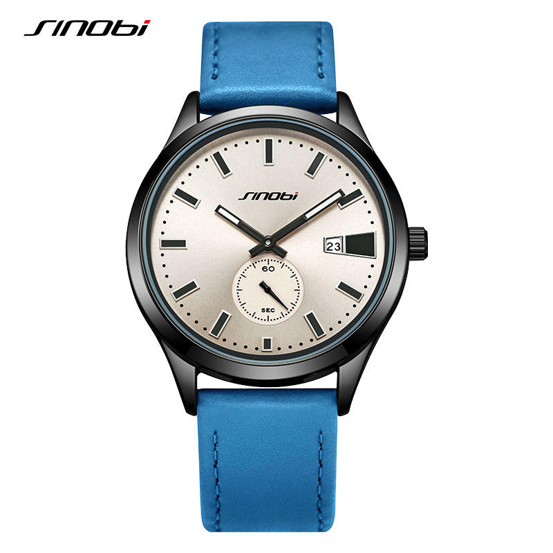 Sinobi Business Style Quartz Watch for Men Custom Dial Cow Leather Band