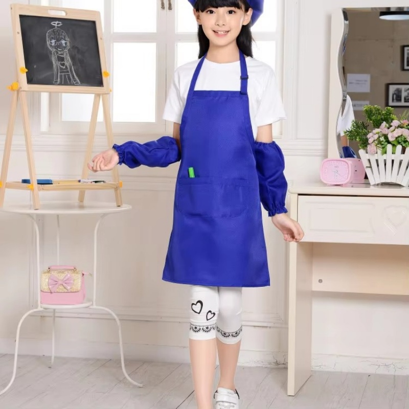 Children Adjustable Chef Apron Cooking Baking Painting Kids Apron and Chef Hat Set