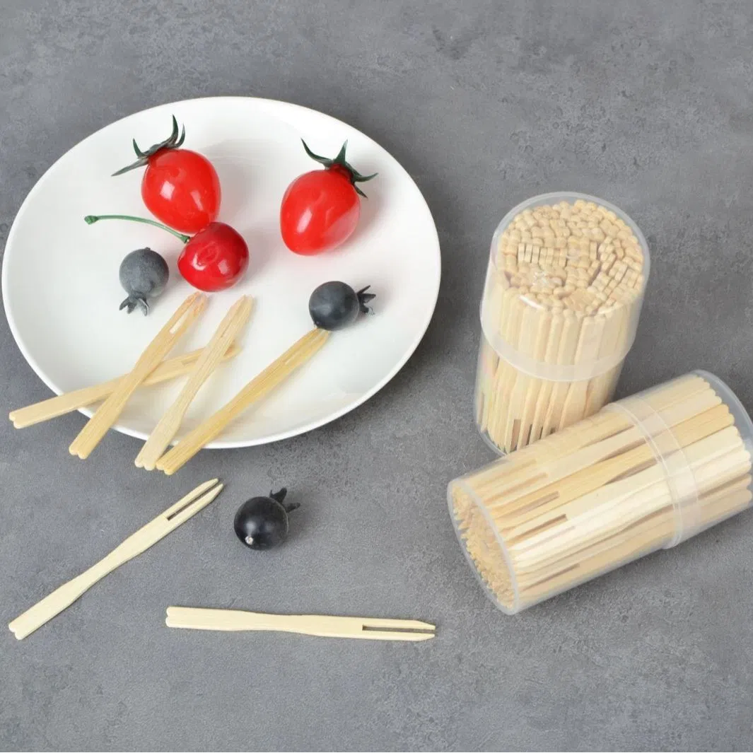 Natural Color Disposable Bamboo Cake Fruit Fork