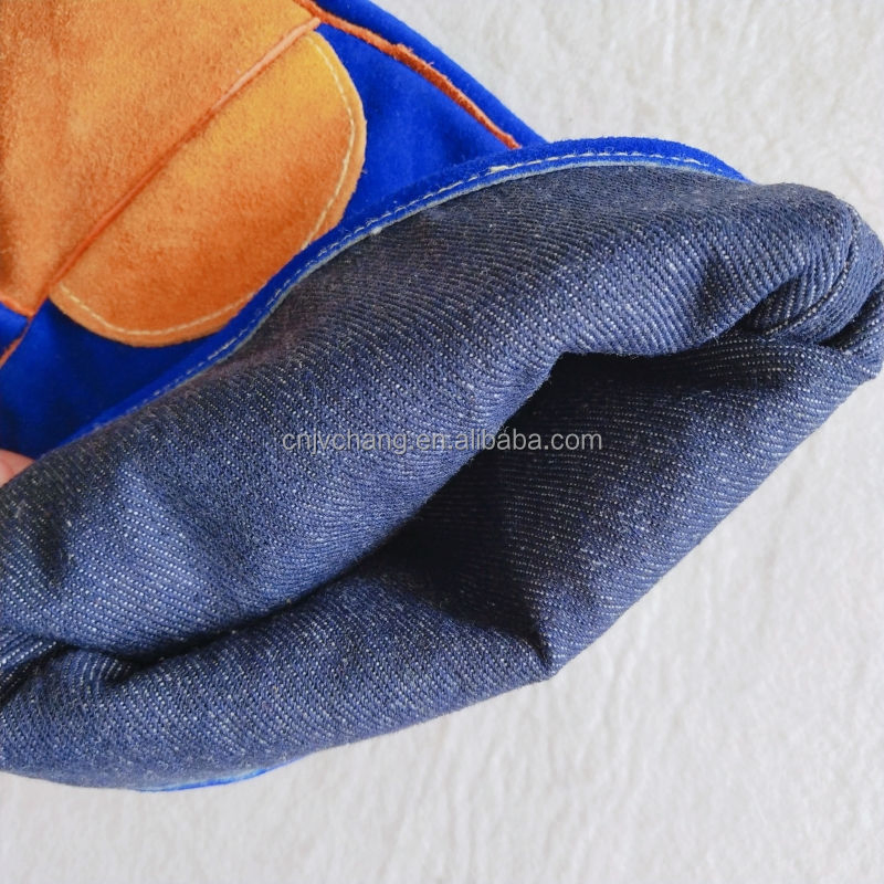 Premium Heat Resistant Cowhide Leather BBQ Mitts with Custom Logo
