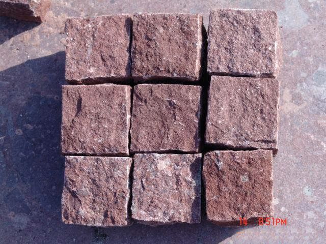 Grey/Brown/Pink/Black/Yellow/Red Cobblestone Cube Stone with Natural Tumbled Flamed Finish