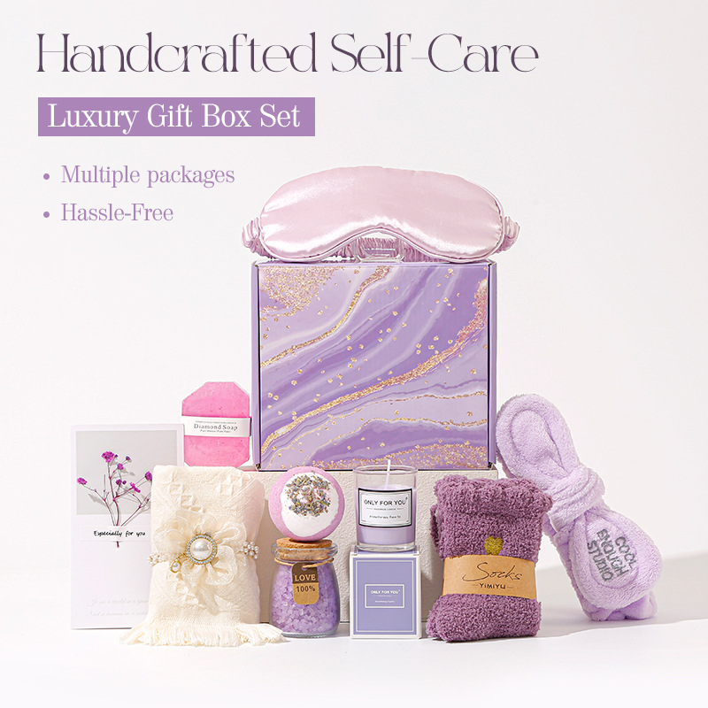 Elegant Self-Care Set Candle Silk Eye Mask Towel Gift Box