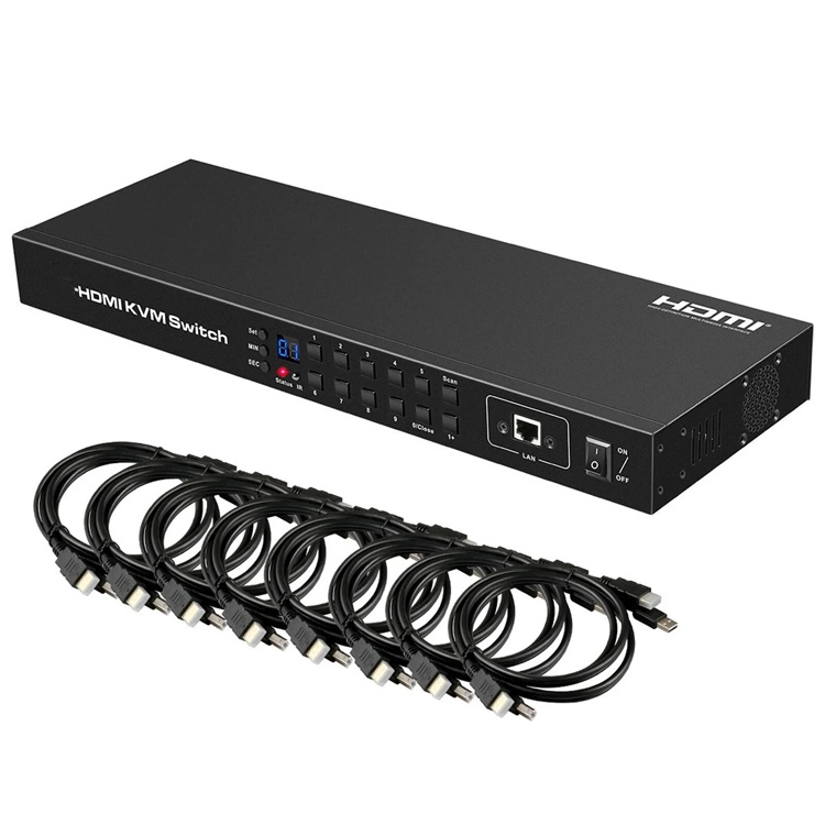 Custom 16 Port HDMI Kvm Switch 4K60Hz Support RS232/LAN Control Kvm Switcher