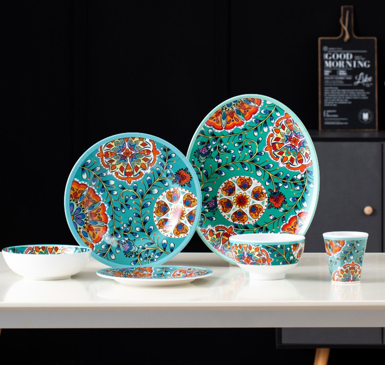 Melamine Plate & Bowl Set Casual Dining Dining Party Environmental Friendly Plastic Ware