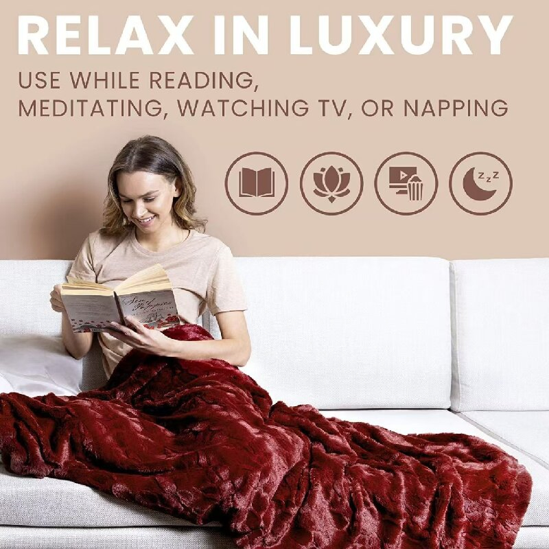 Polyester PV Fleece Faux Fur Fake Bed Linen Embossing Plush Blanket