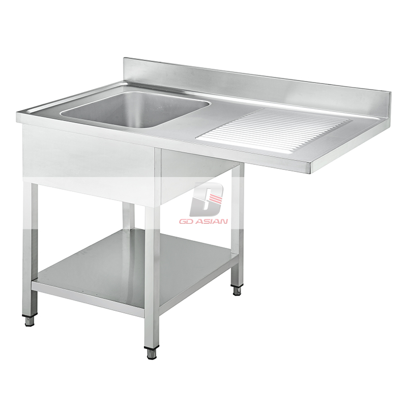 Right Single Sink L 1000mm H950mm Commercial Kitchen Equipment Stainless Steel Kitchen Dishwasher Sinks