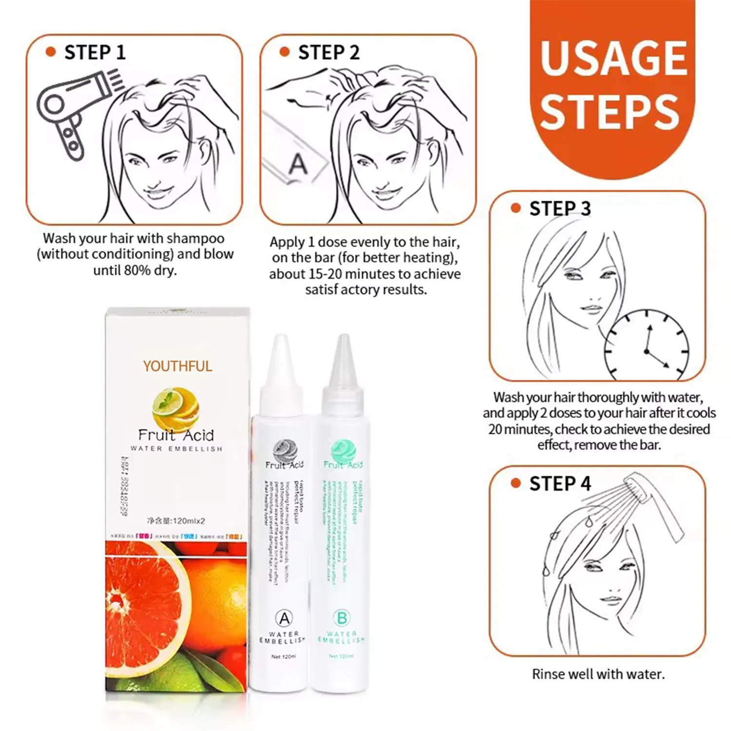 Free Sample Curl Hair Perm Cream for Black Woman Agent Fruity Acid