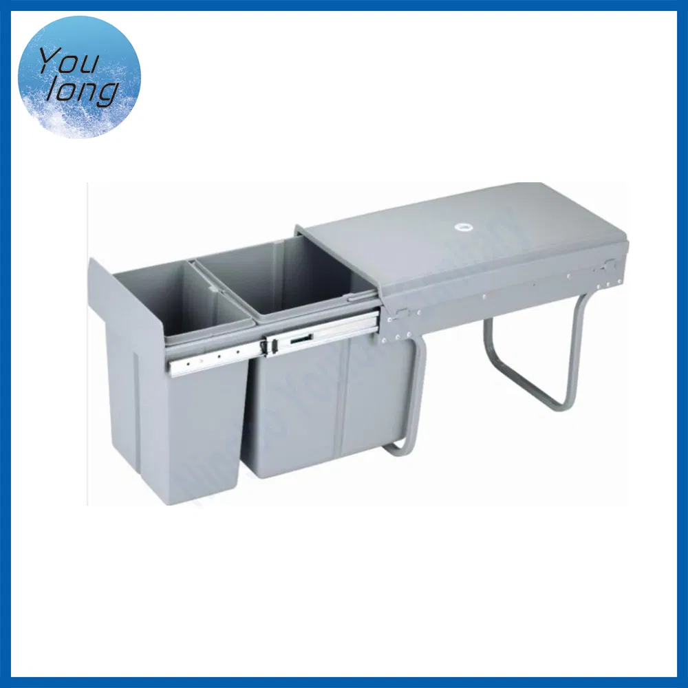 Выдвижной пластиковый мусорный бак для кухни 40л