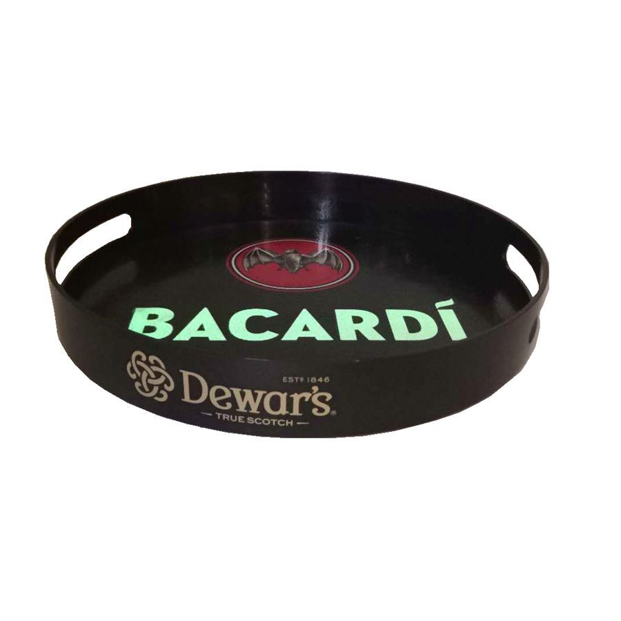 Round Shape Beer Tray Bar Cheap Custom Printed Plastic Big Serving Bar Tray for Tecate Elijah Craig