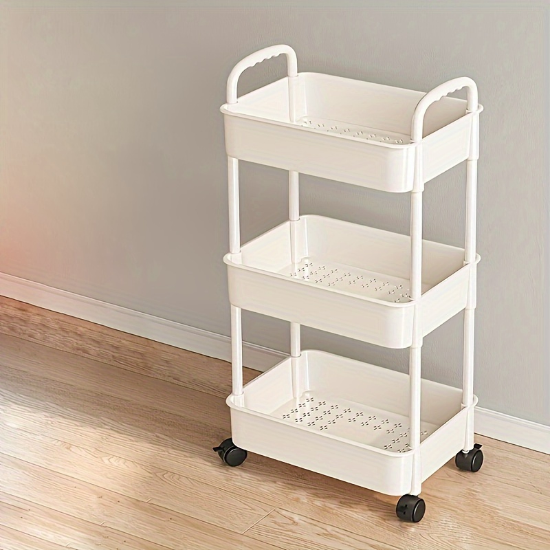 3-Tier Rolling Utility Cart with Drawer Multifunctional Storage Trolley Organizer with Wheels