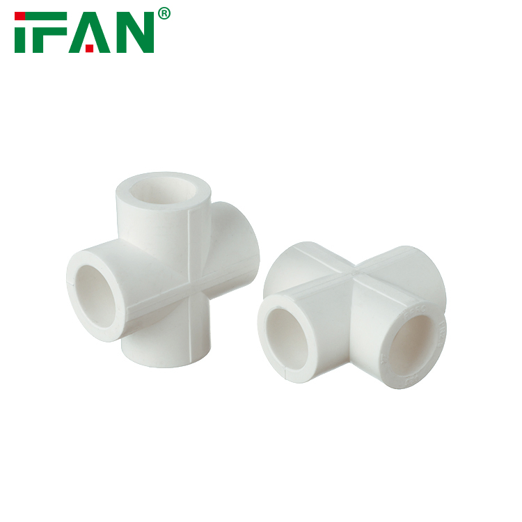 Ifan Guaranteed Quality ISO 15874 Plastic PPR Pipe Fitting 20-63mm Cross Tee PPR Water Pipe Fittings