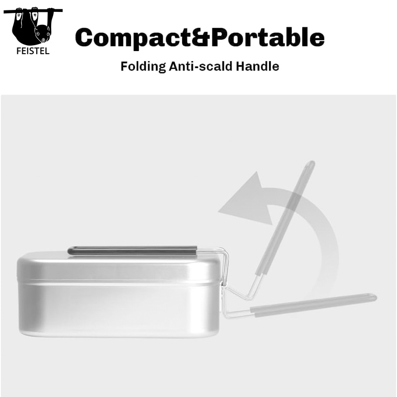 Aluminum Lunch Box Outdoor Heated Lunch Box with Lid with Handle Camping Travel Cooking Food Box