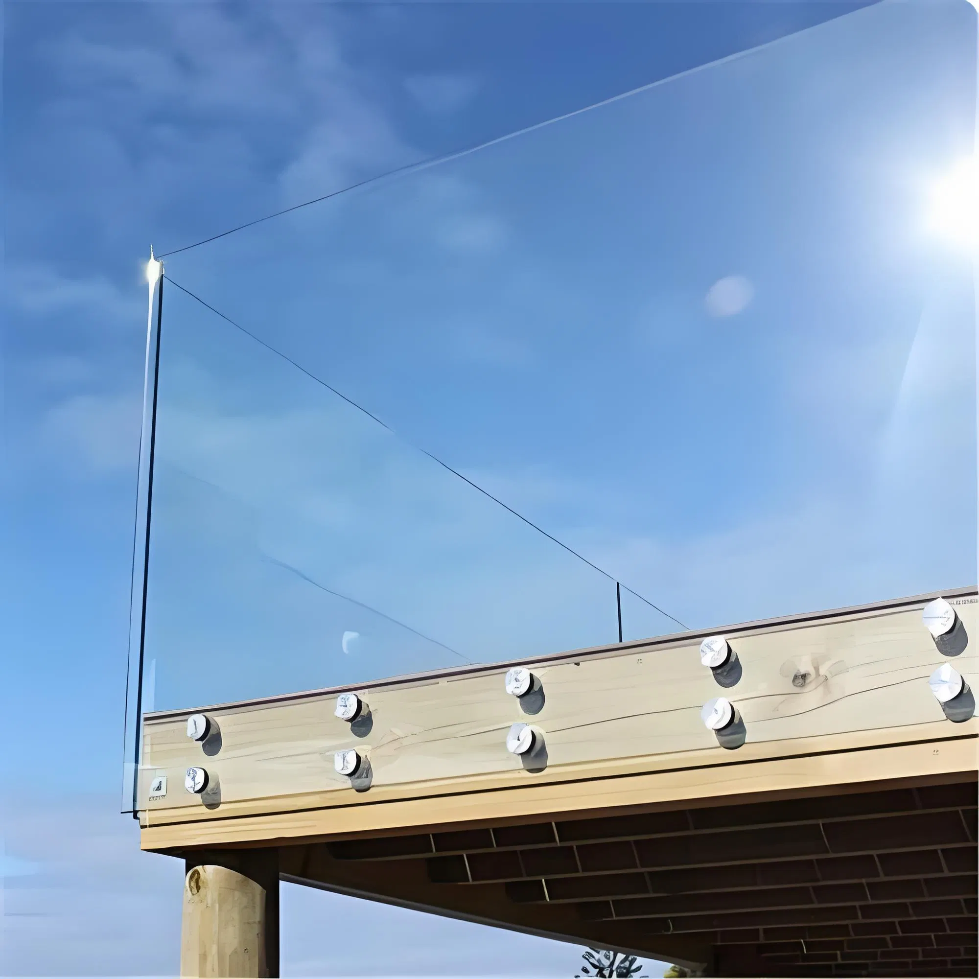 Akzonobel Powder Coated Stainless Steel Staircase Railing with Glass