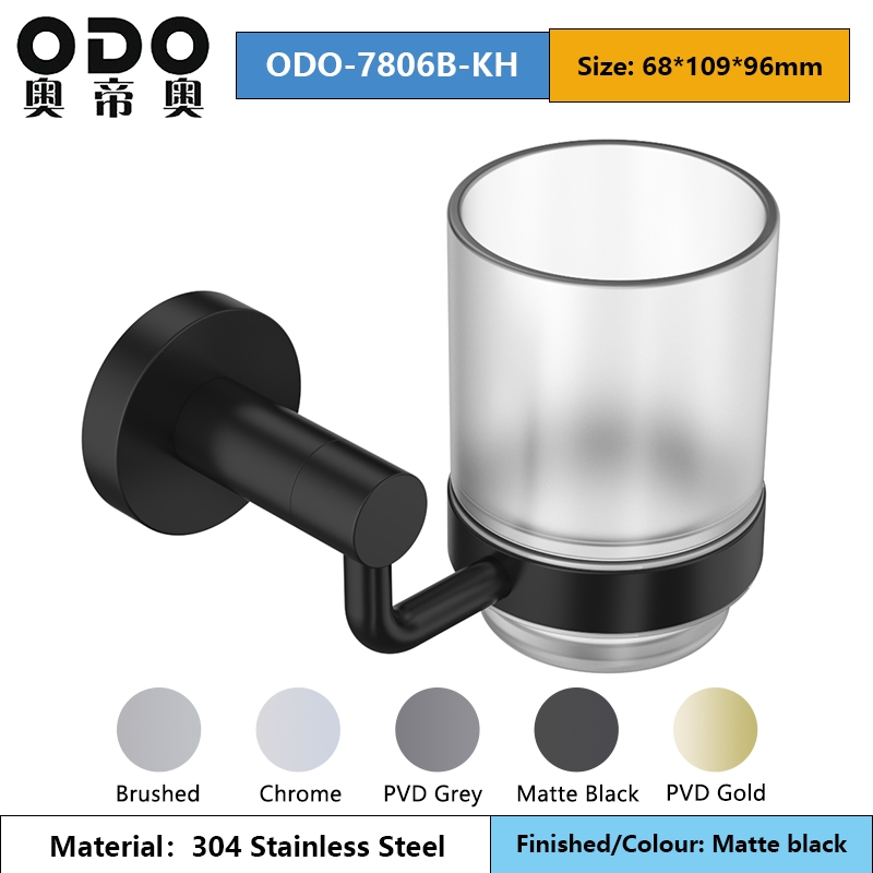 Стакан для зубных щеток матовый черный с держателем