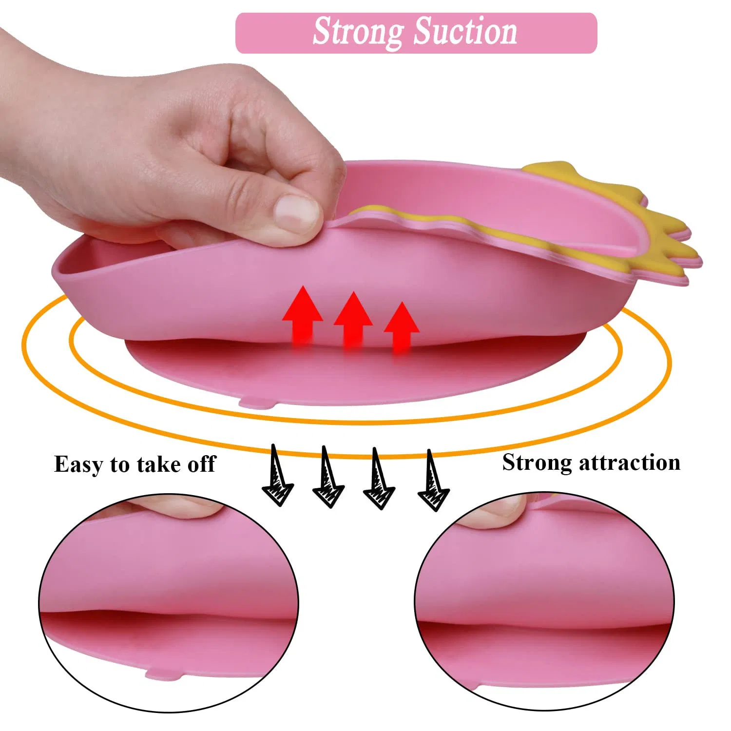 Silicone Suction Cup Baby Plate Set Kids Divided Grip Dish Self Feeding Training Baby Dinner Plate