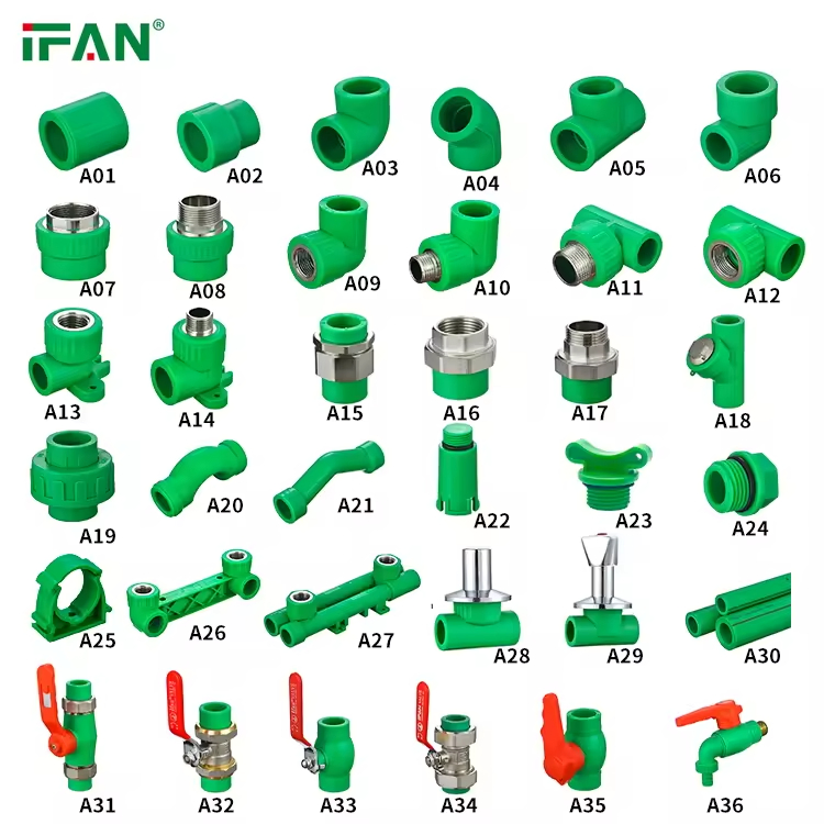 Ifan Professional Supply ISO 15874 PPR Pipe Fitting 20-125mm Plastic PPR Fittings Factory OEM Plumbing Materials