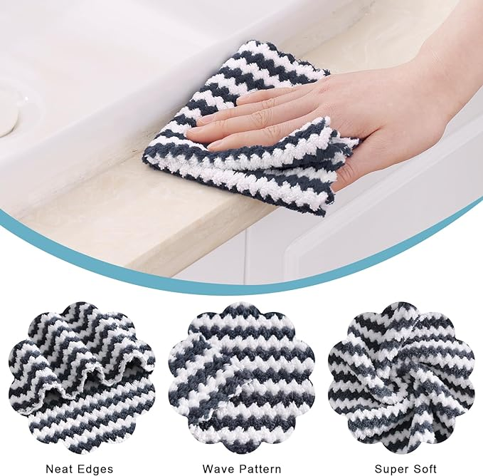 Kitchen Dish Cloth Ultra Soft and Absorbent Towel Reusable Fast Drying