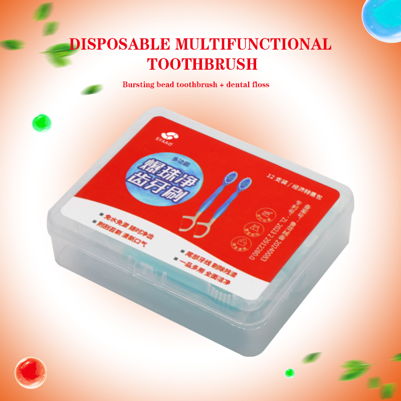 Mint & Peach & OEM Flavored Beaded Toothbrushes Disposable Mini Portable Travel Toothbrush with Toothpaste Inside