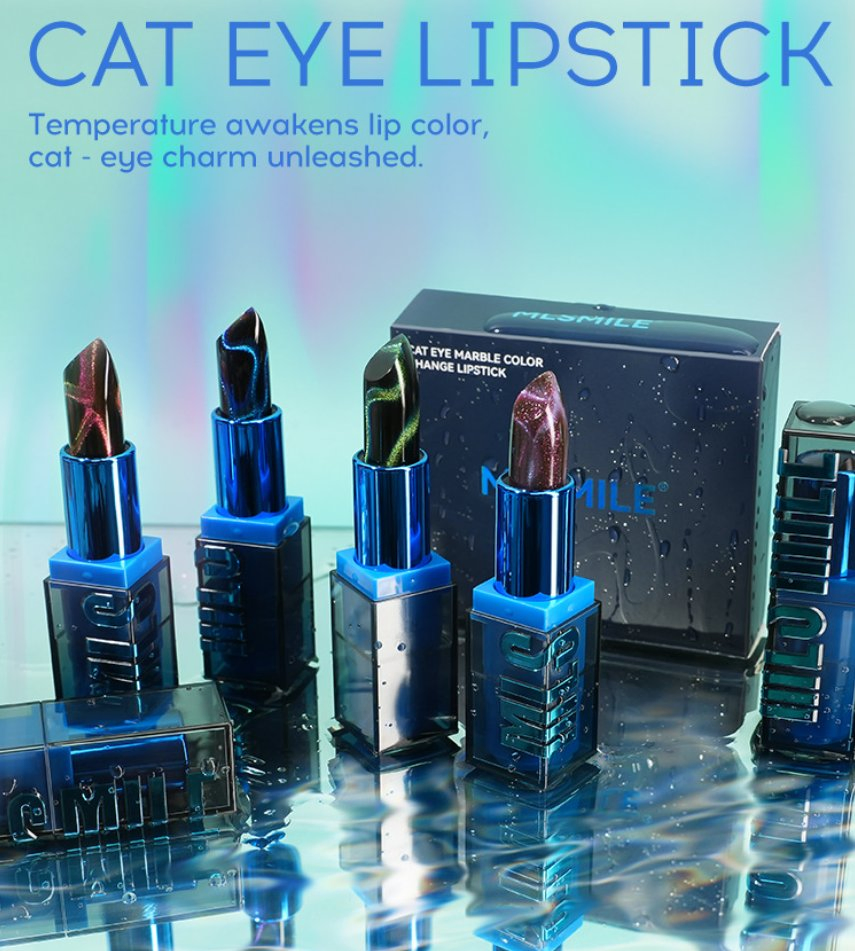 Online Wholesale and Retail 4 Color Eye Cat Set Warm Change Lipstick Transparent Jelly Lipstick Long-Lasting Waterproof Color Changing Eye Cat Lip Balm Set