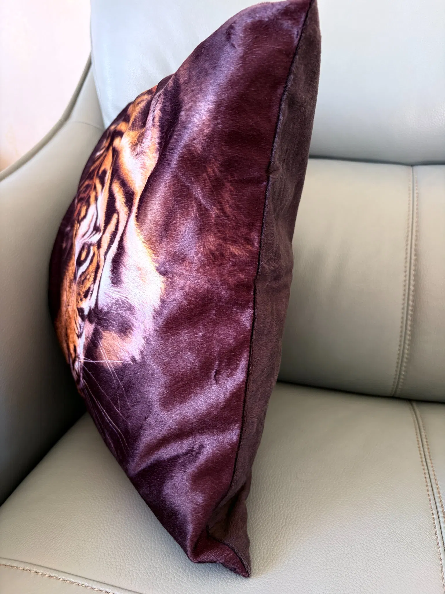 Brown Tiger Print Polyester Velvet Square Throw Pillow with Polyester Padding for Garden Outside or Home Decoration