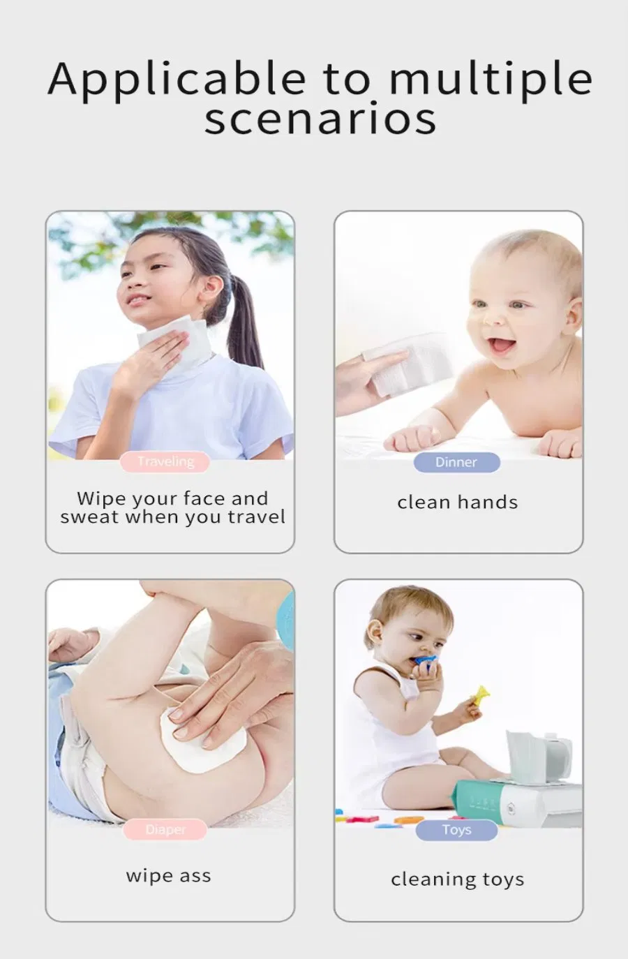 Small 10-Piece Wet Cleaning Wipes for Baby Mini Wet Wipes Bag with Carry Online Takeout 80PCS Unscented Soft Fragrance Wet Wipes