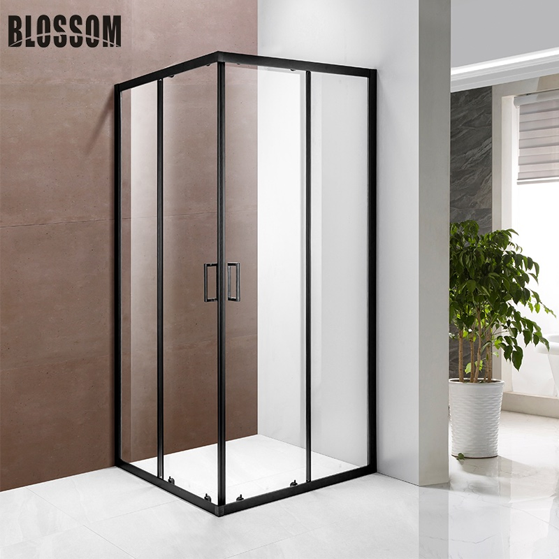 Factories Bathroom Square Sliding Doors Tempered Glass Simple Shower Enclosure