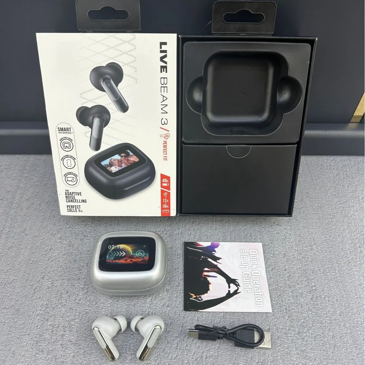 1: 1 Original Bluetooth Wireless Earbuds in-Ear Headphones Live Beam 3 with Noise Cancelling Series Number