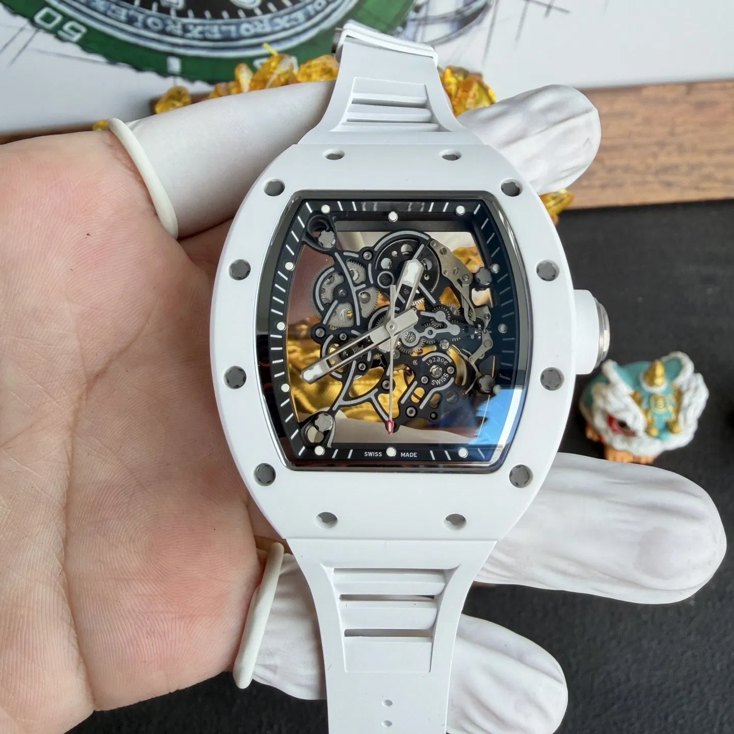 RM055 Tonneau Ceramic Case Vauchar Movement Rmul2 Skeleton Richards Millers Manual-Winding Mechanical Watch