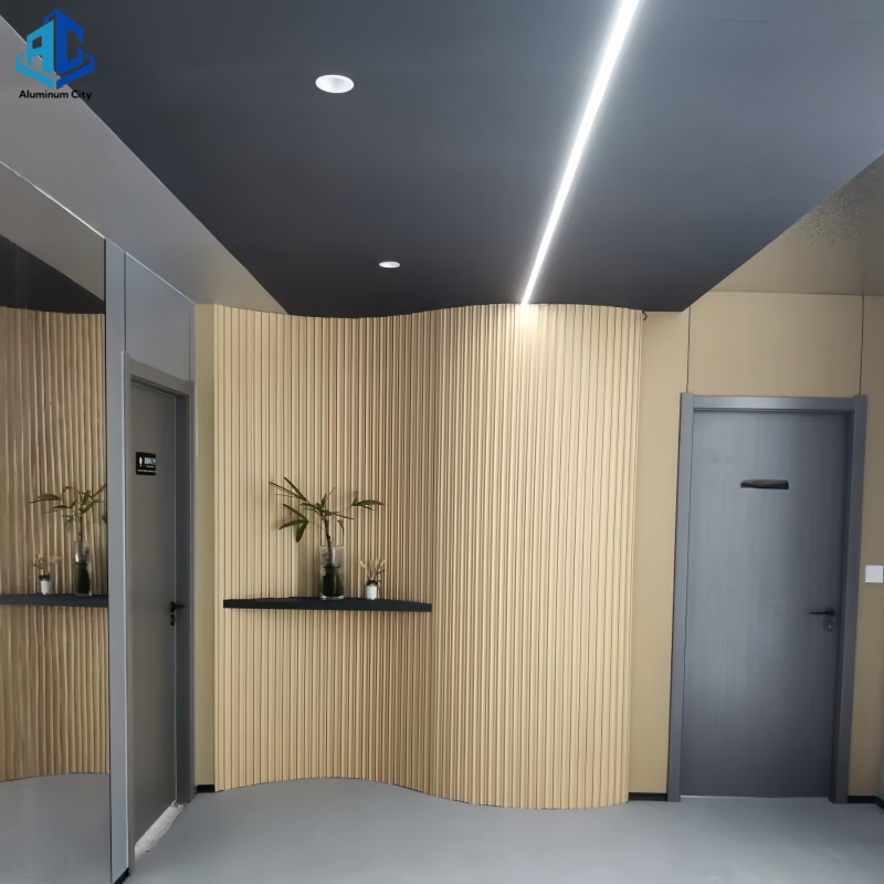 Mumu 3D High Quality Pine Wood Slat Divide Space Waterproof Composite Outdoor WPC Vertical Wall Board Panel