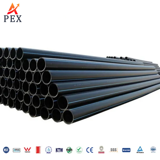 China Manufacturer 90*8.2mm Water Supply Black HDPE Pipes and Fittings