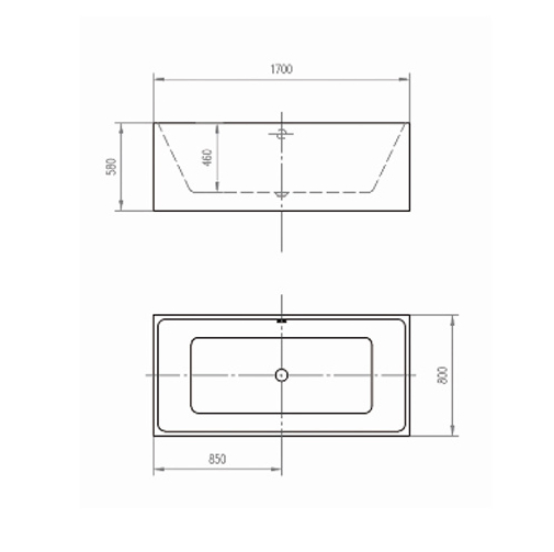Прямоугольная отдельностоящая ванна из искусственного камня AB6105