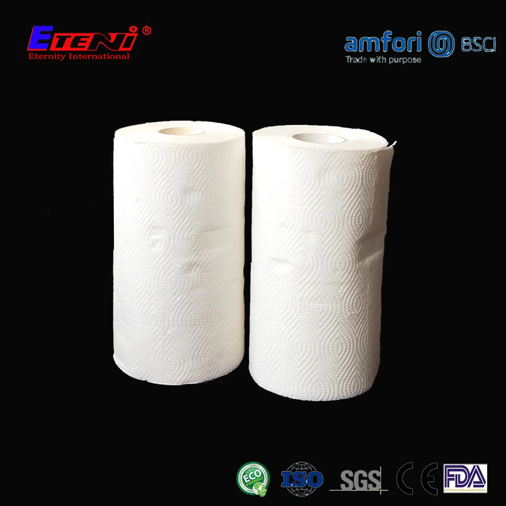 100% Bamboo Fiber Embossed Biodegradable Kitchen Towel Roll