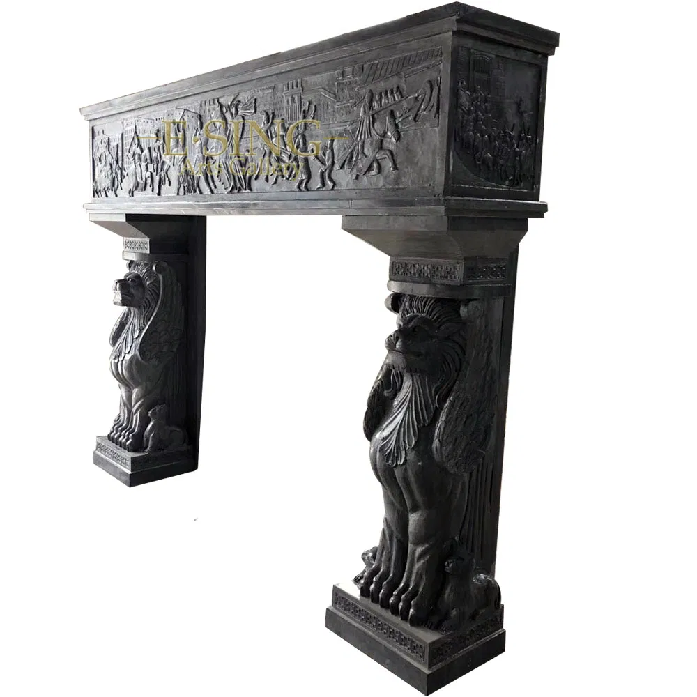 Hand Carved High Quality Luxury French Style Electric Marble Fireplace Mantel for Indoor