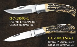 Pocket Knife with Jig Bone, Derlin, Stag Handle