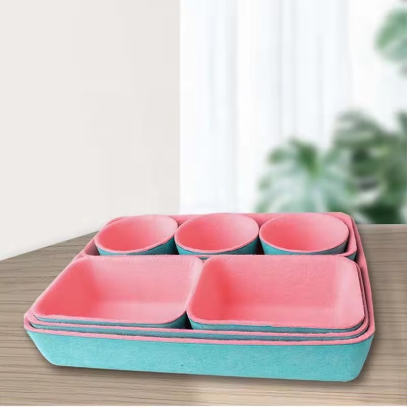 Pack -8 Office Desk Organizer Set Felt Drawer Trays Divider Bin