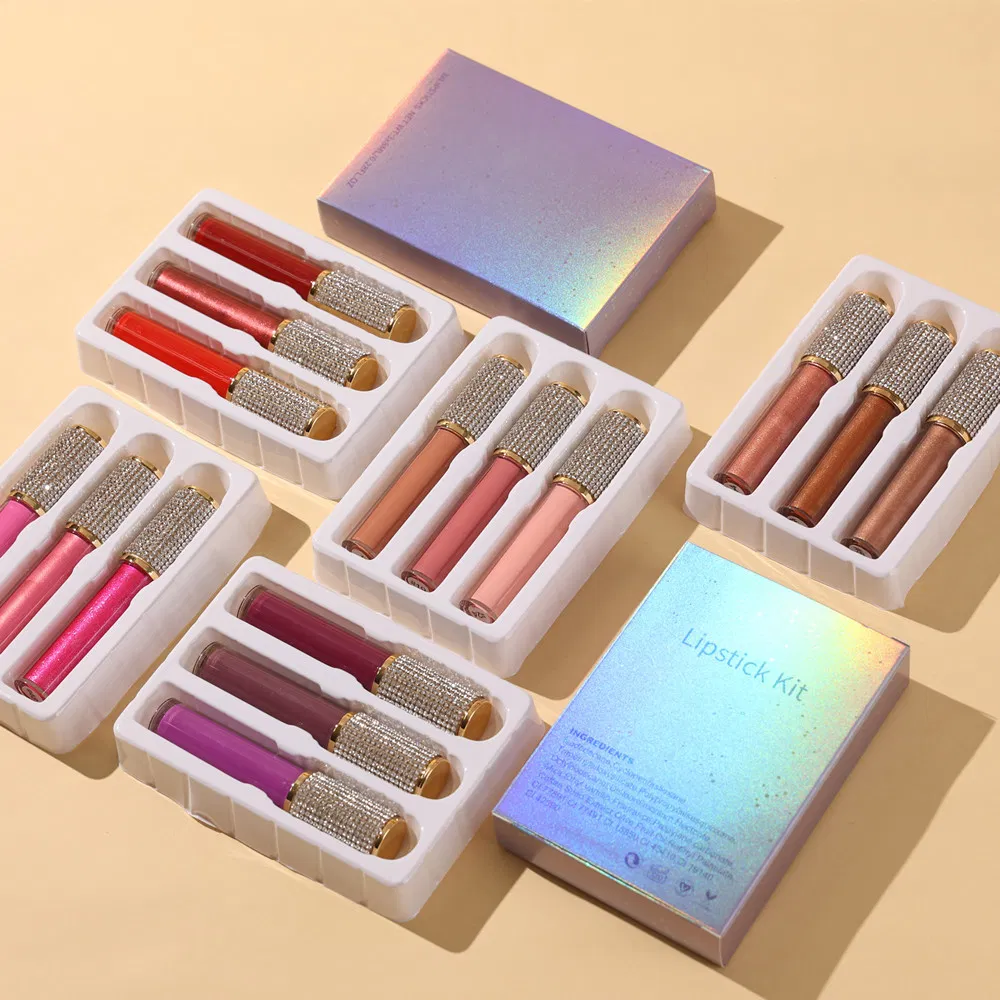OEM Matte Non Stick Cup Lip Glaze Mist Face Lip Gloss 3PCS Sets of Gift Box Liquid Lipstick