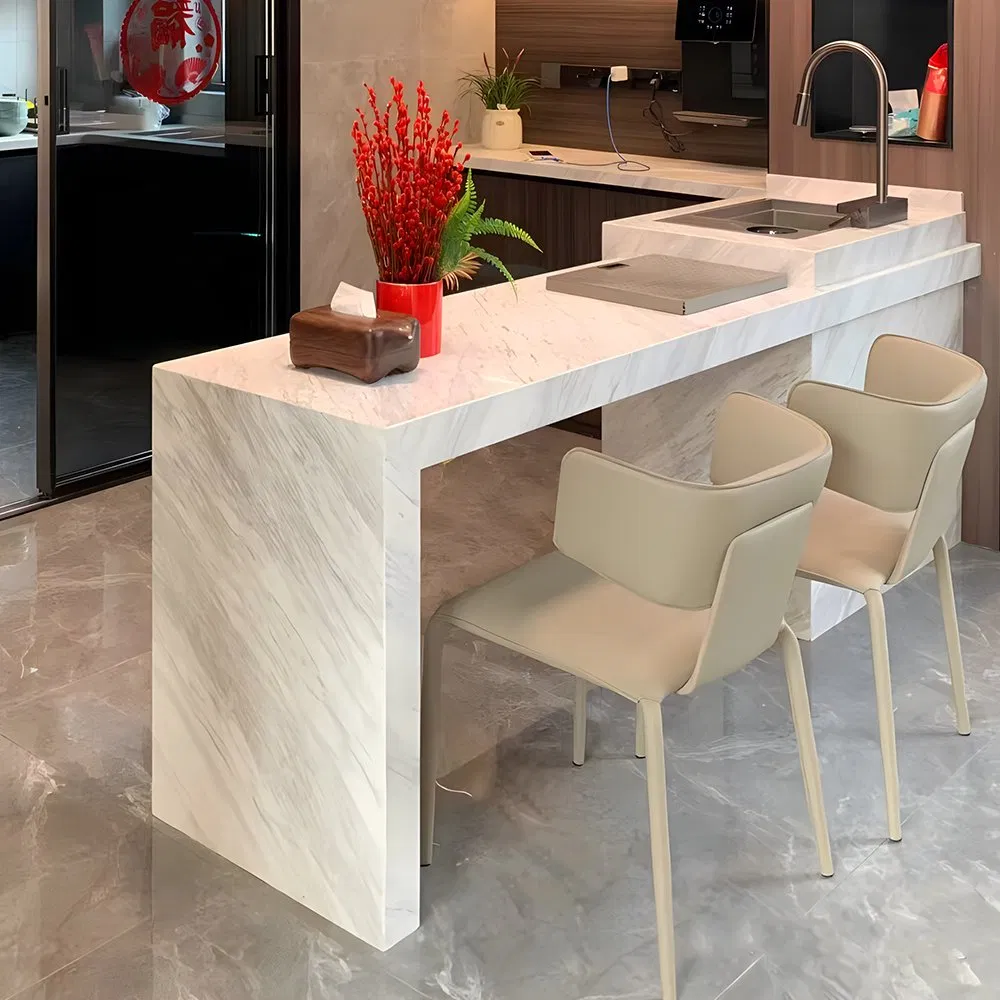 Modern Solid Surface Kitchen Furniture with Stylish Island and Countertop