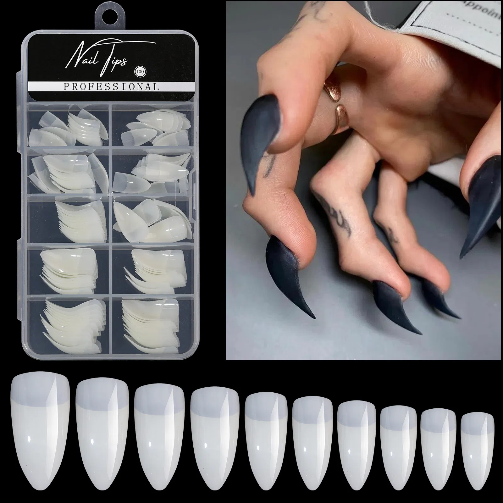 100PCS Special Shape Eagle Claw Artificial Tips Clear Natural Original Nail Tips