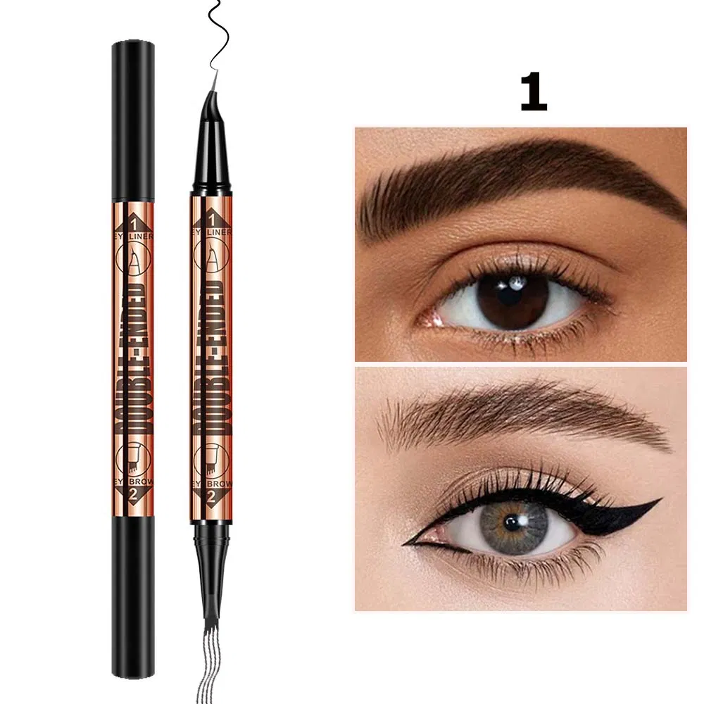 2 Color Eyeliner + Four-Prong Eyebrow Pencil Makeup Set